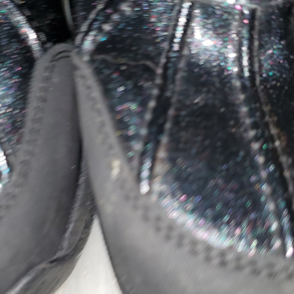UGG S. 5 Black Leather & Blue Glitter Sides - Picture 6 of 16
